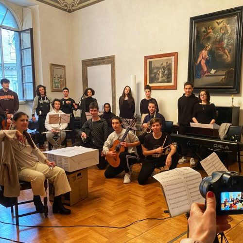 Music under construction. Young musicians at work.