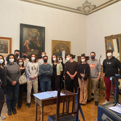 Work in progress. Young musicians at work.