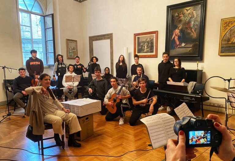 Music under construction. Young musicians at work.